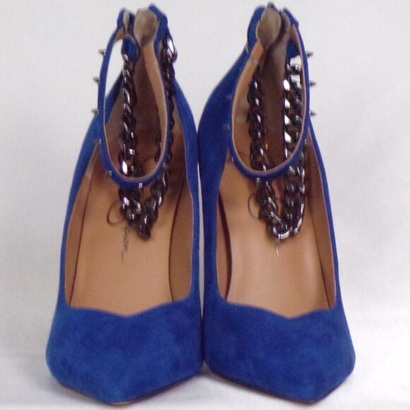 JESSICA SIMPSON 8M JS-WITNEE royal-blue suede ultra-high-heel point-toe pumps - Picture 7 of 16